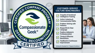 Compassionate Geek Certified Company program badge and culture benchmark checklist