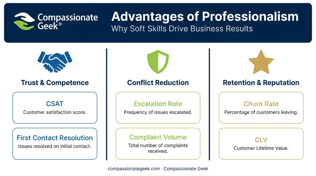 Three key business advantages of professionalism in customer service with KPIs