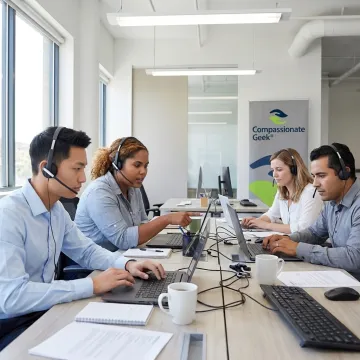 IT support team taking help desk training