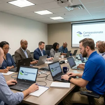 IT professionals completing online customer service training