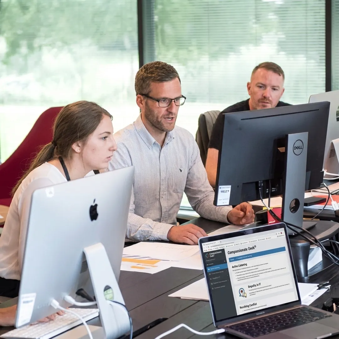 IT team completing online customer service training