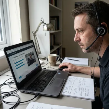 IT manager leading online service delivery training