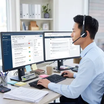 IT service desk professional assisting a customer