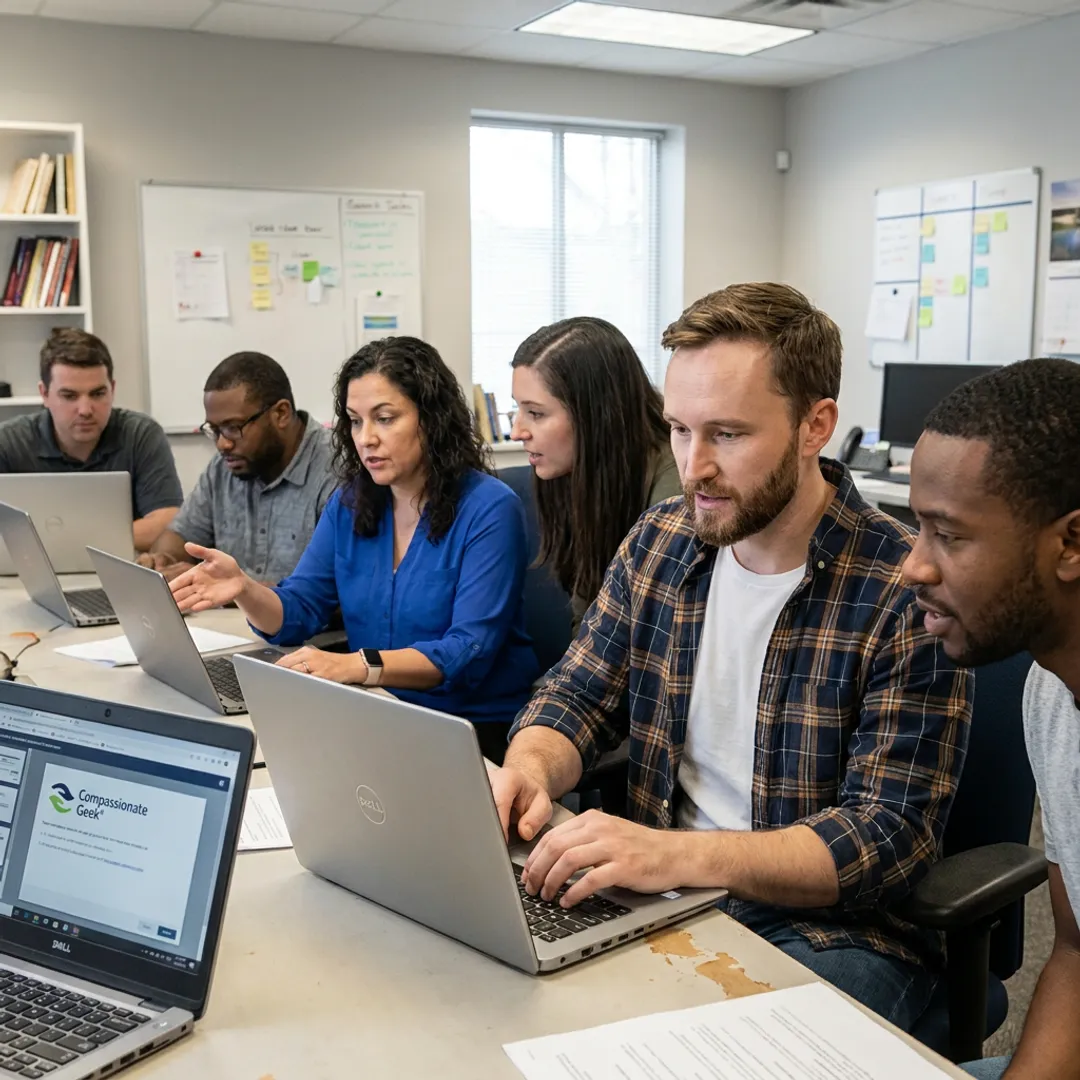 IT team completing online customer service training