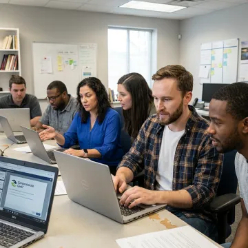 IT team completing online customer service training