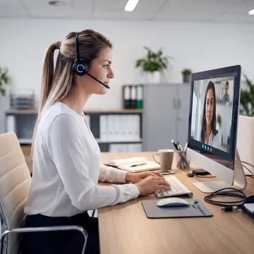 IT professional listening to a client during support call