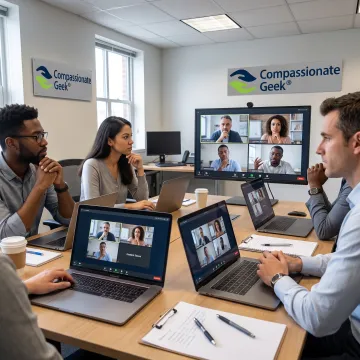 IT manager facilitating a constructive team conversation
