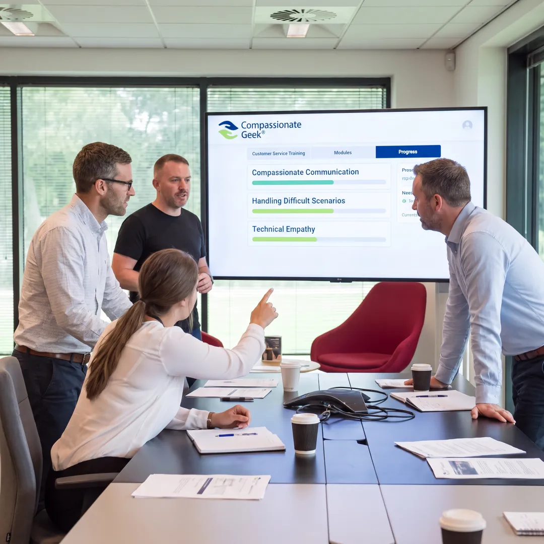 IT team learning customer service skills online