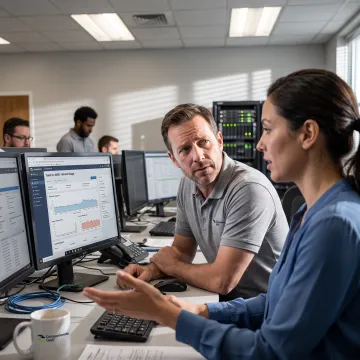 IT technician listening to a colleague
