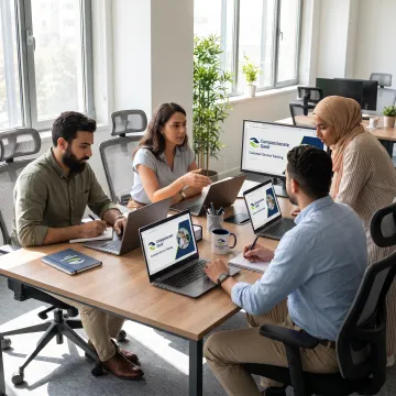 IT professionals collaborating during customer service training
