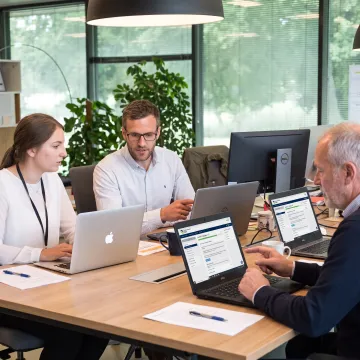 IT support team completing customer service training