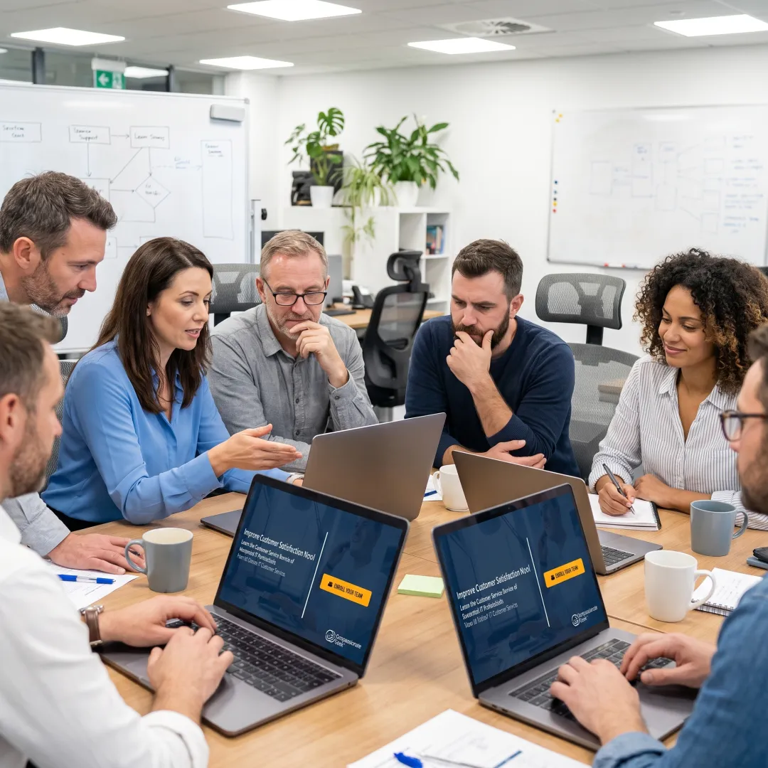 IT team completing online customer service training