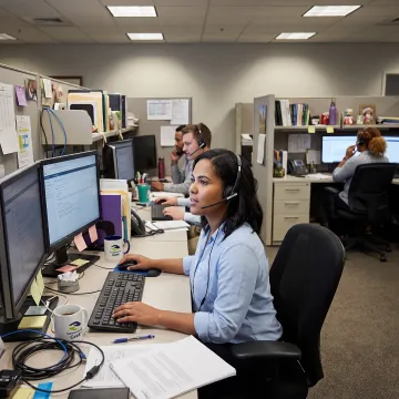 IT professional assisting a customer during technical support