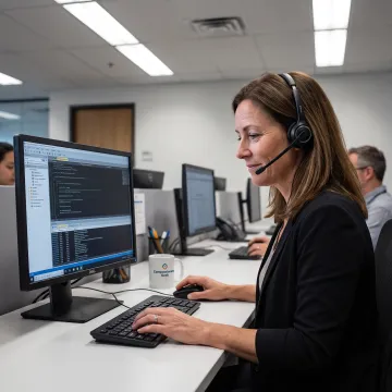 IT support professional listening to a customer