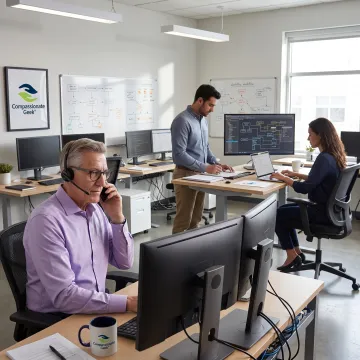 IT support professional calmly assisting a customer