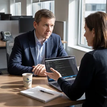 IT support professional listening to a customer