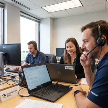 IT team practicing customer service phone skills