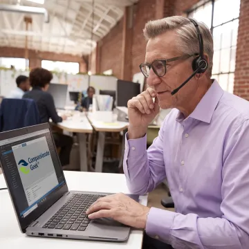 IT support professional assisting a customer