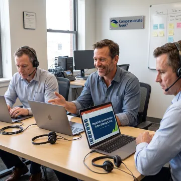 Support team practicing customer communication