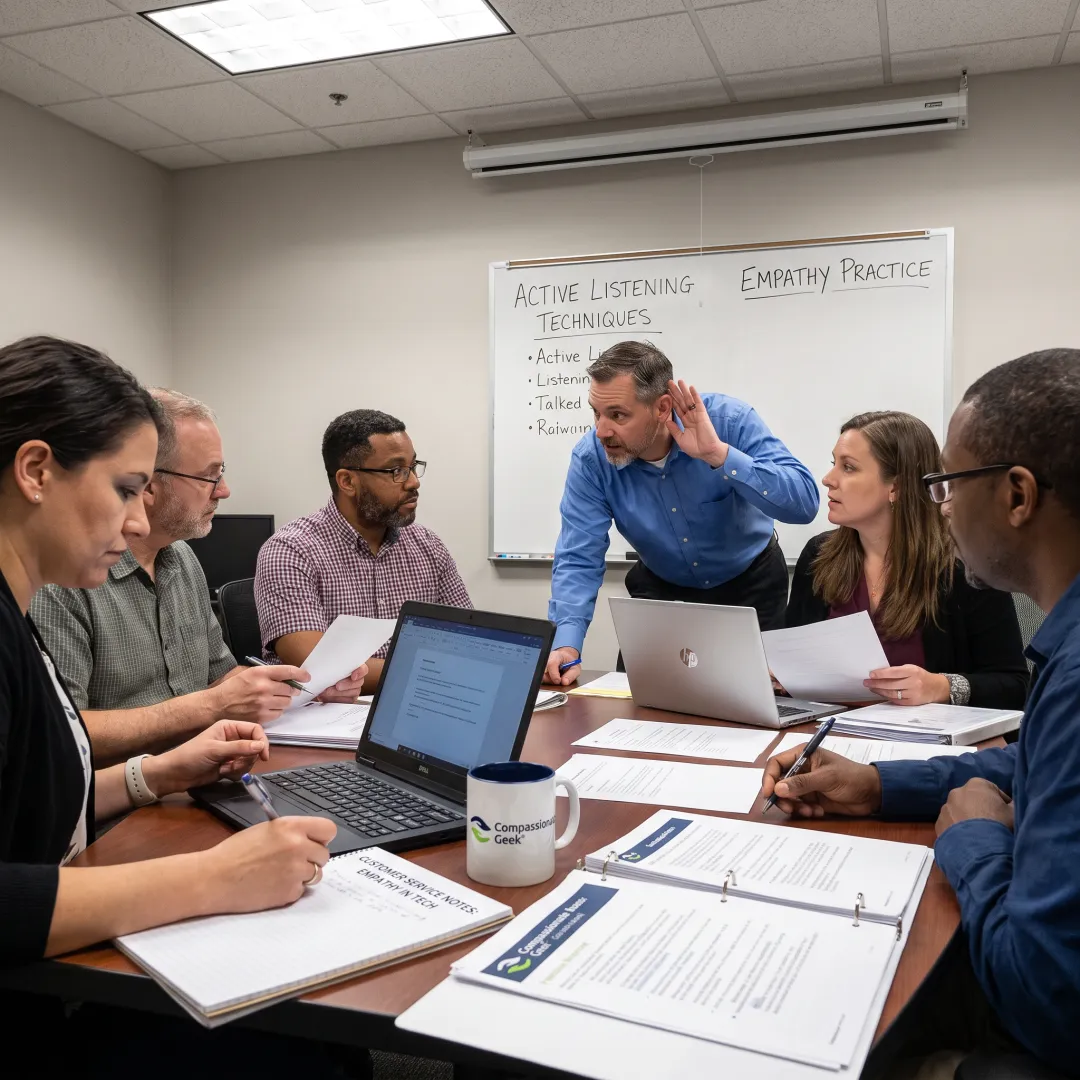IT team practicing empathetic communication in a support setting
