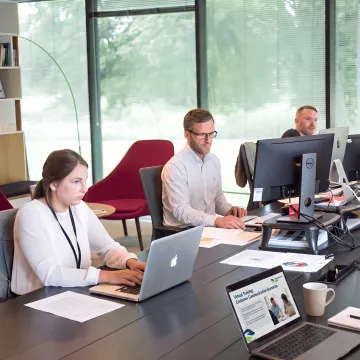 IT support team participating in customer service training