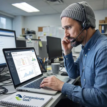 IT support professional listening to a customer