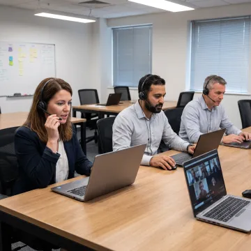 IT team practicing customer service call skills
