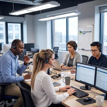 IT team practicing professional customer phone communication