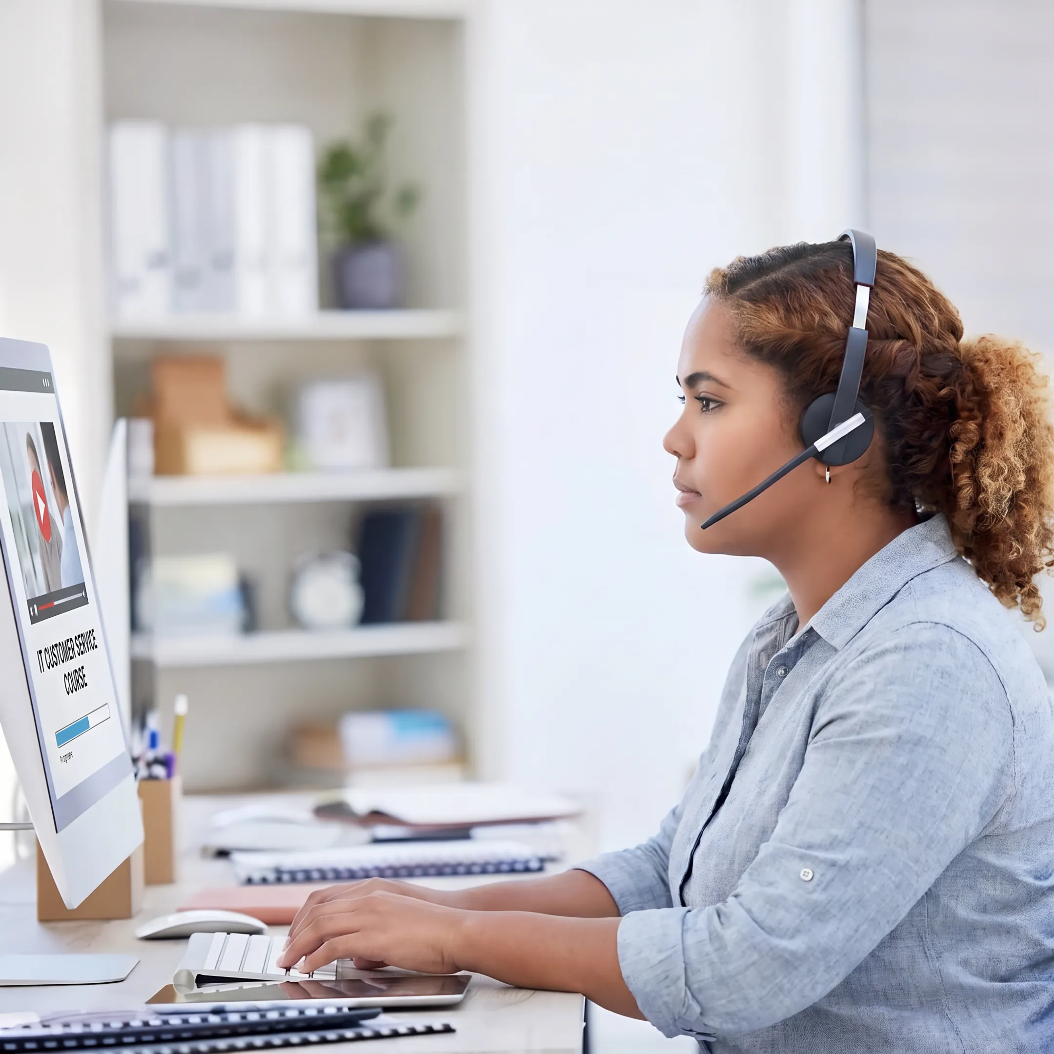 IT professional studying customer service training online