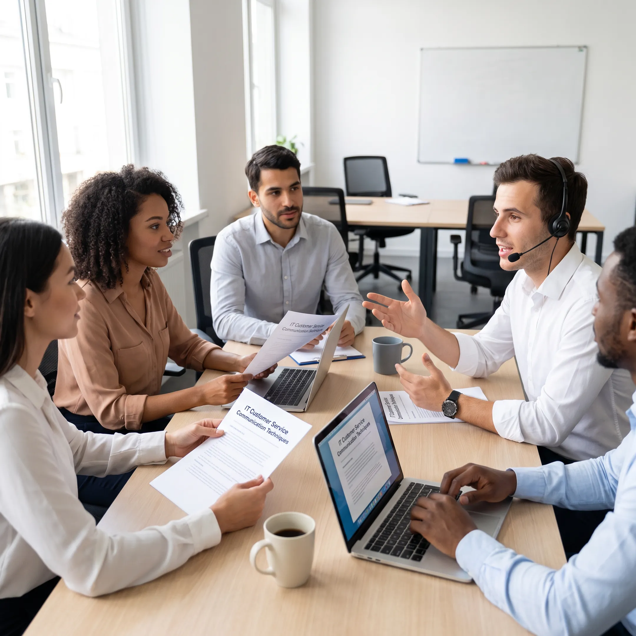 IT team learning customer communication skills through an online course