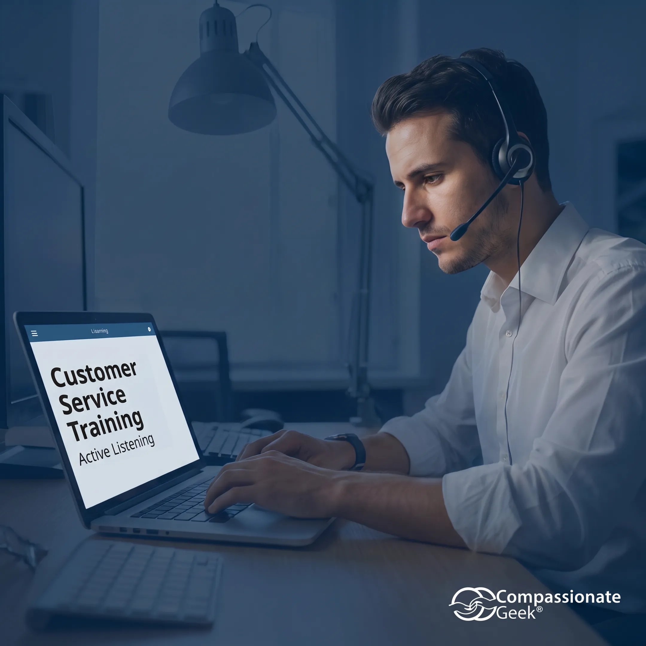IT professional developing customer service skills through e-learning