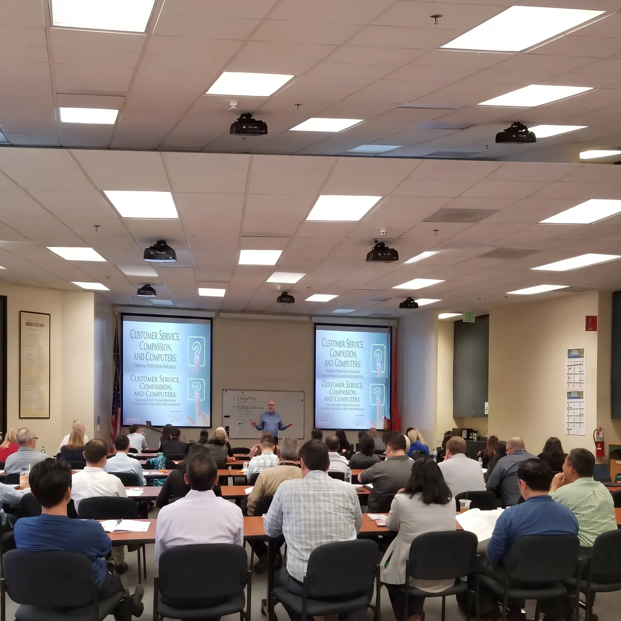 IT trainer guiding professionals through an emotional intelligence lesson