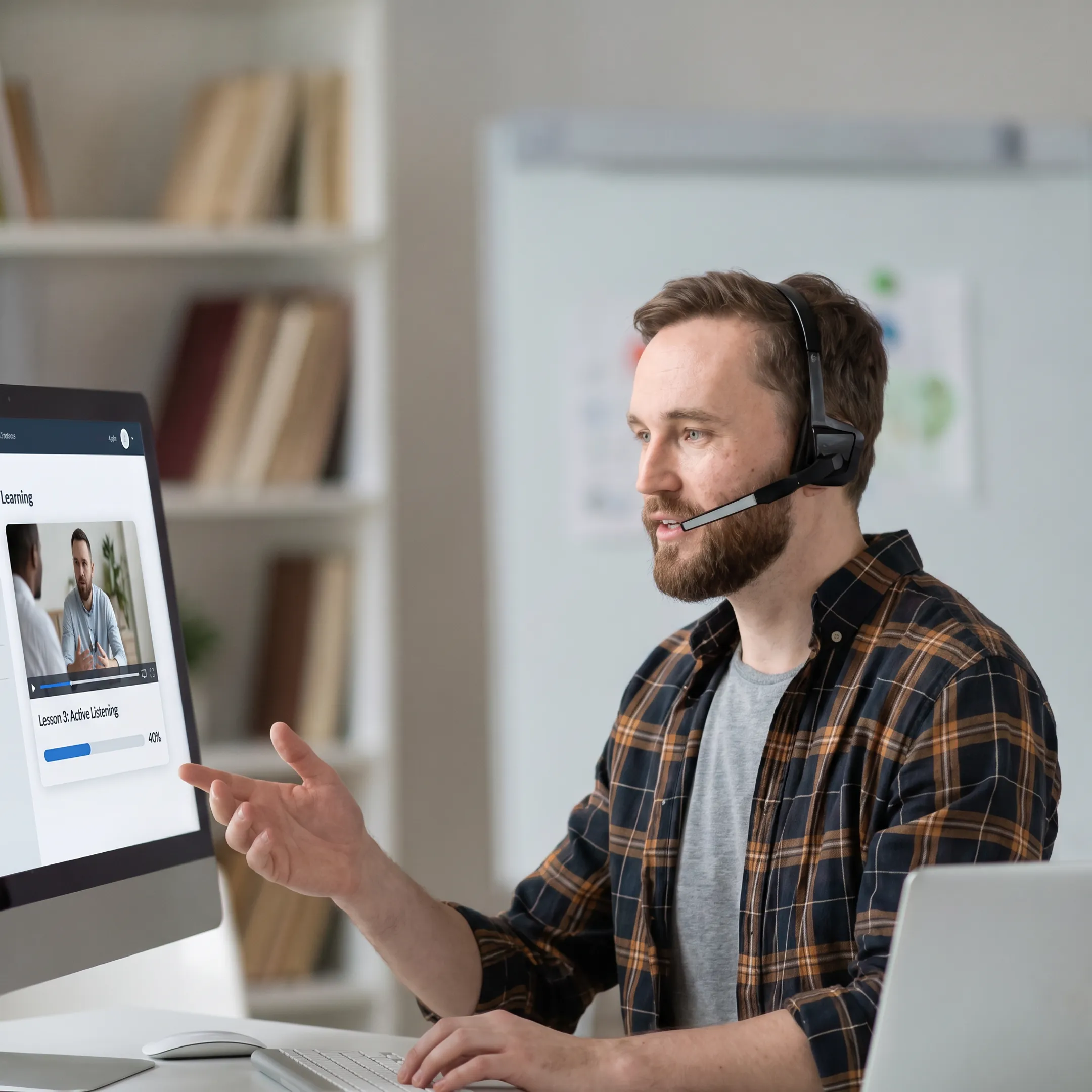 IT professionals learning customer service skills in an online training session