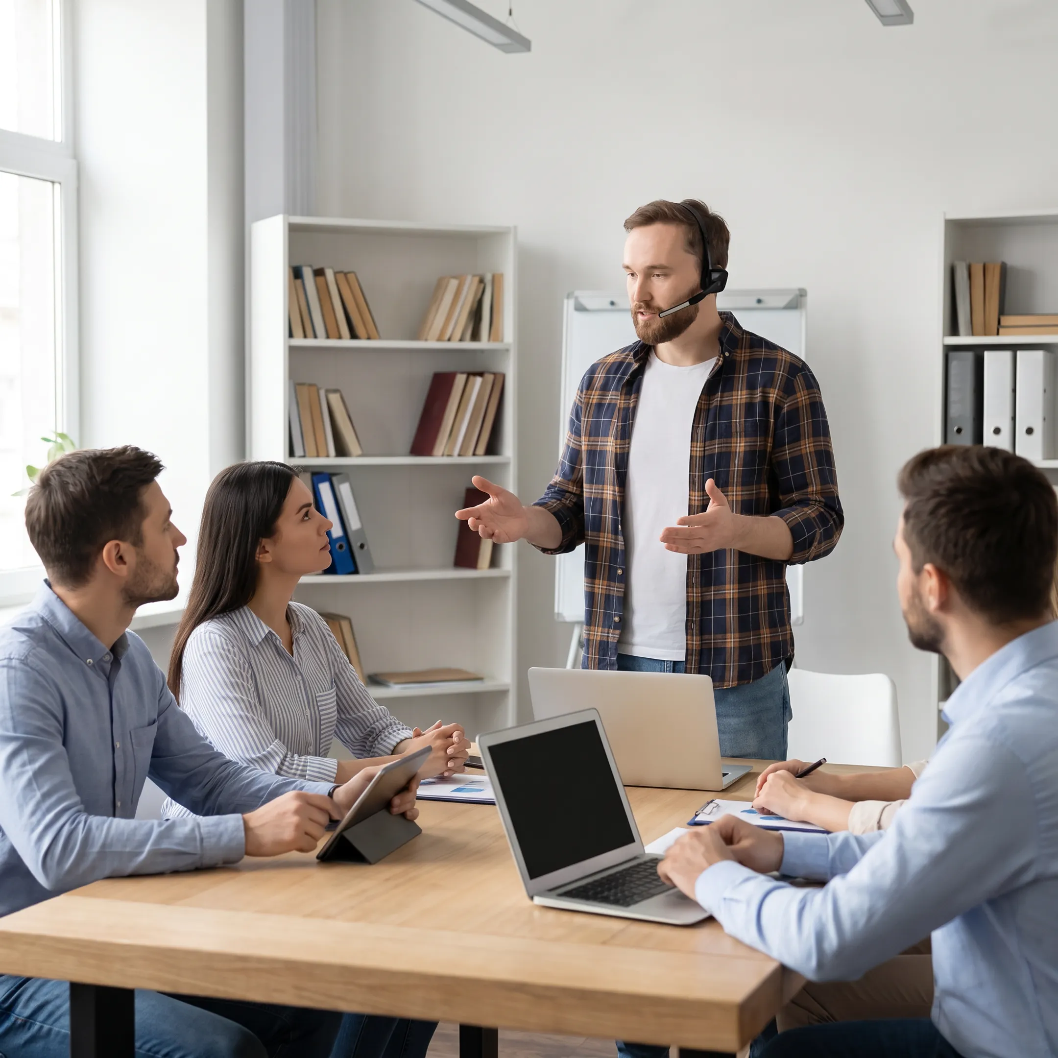 IT trainer guiding professionals through empathetic customer service techniques