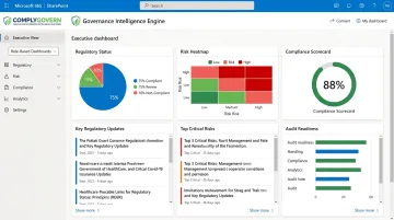 ComplyGovern governance intelligence engine dashboard interface screenshot