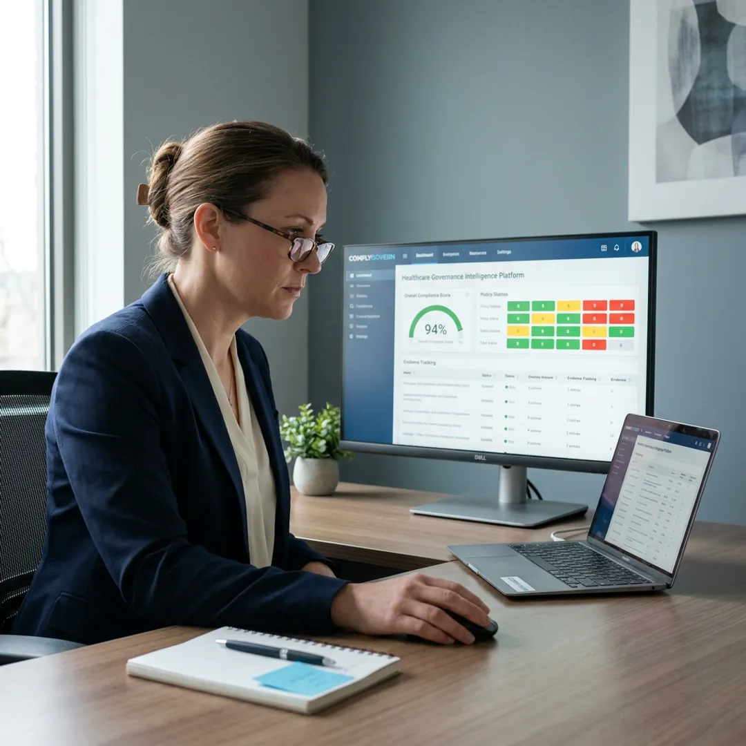 Healthcare compliance dashboard with risk and readiness data