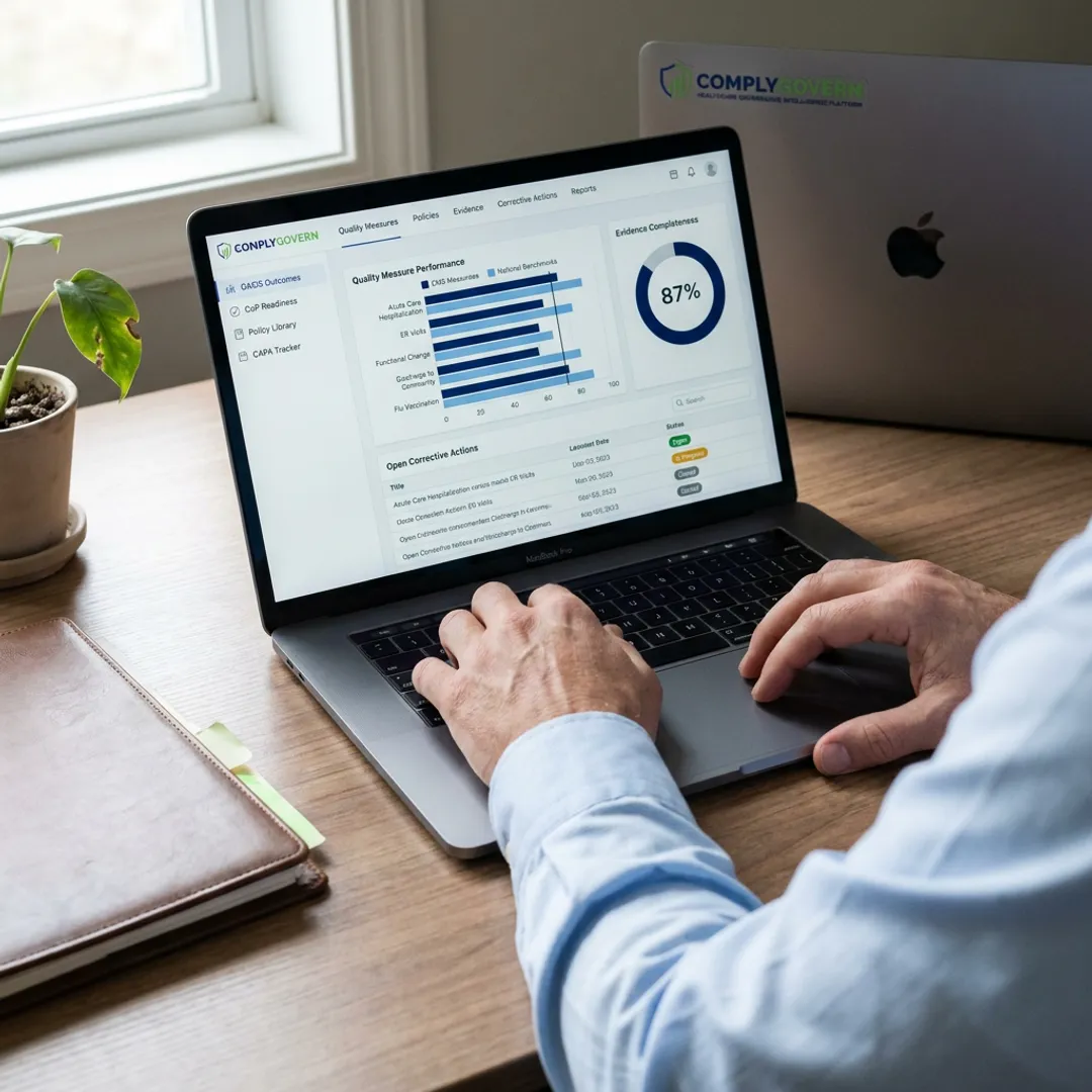 Home health compliance software dashboard