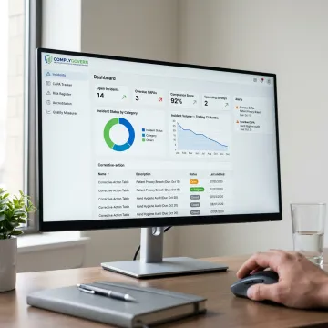 Healthcare incident dashboard on monitor