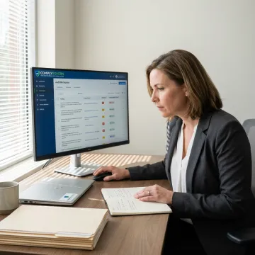 Compliance officer using internal audit software