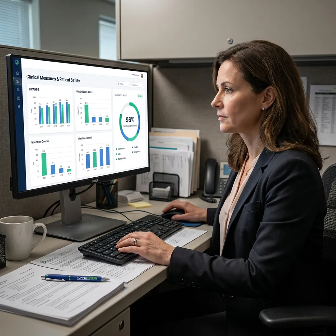 Healthcare quality dashboard on a tablet