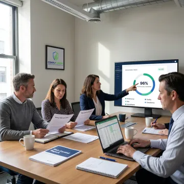 Healthcare compliance dashboard on laptop