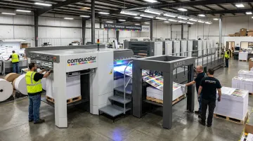 Compucolor production facility Komori press with H-UV coating capability