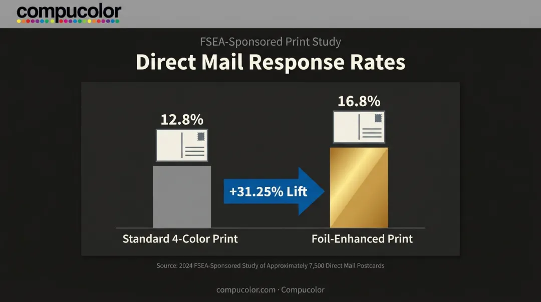 Direct mail response rate comparison foil-enhanced versus standard print postcards
