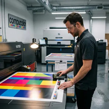 Large format custom posters in a print production facility