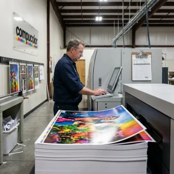 Color posters printed in a modern production facility