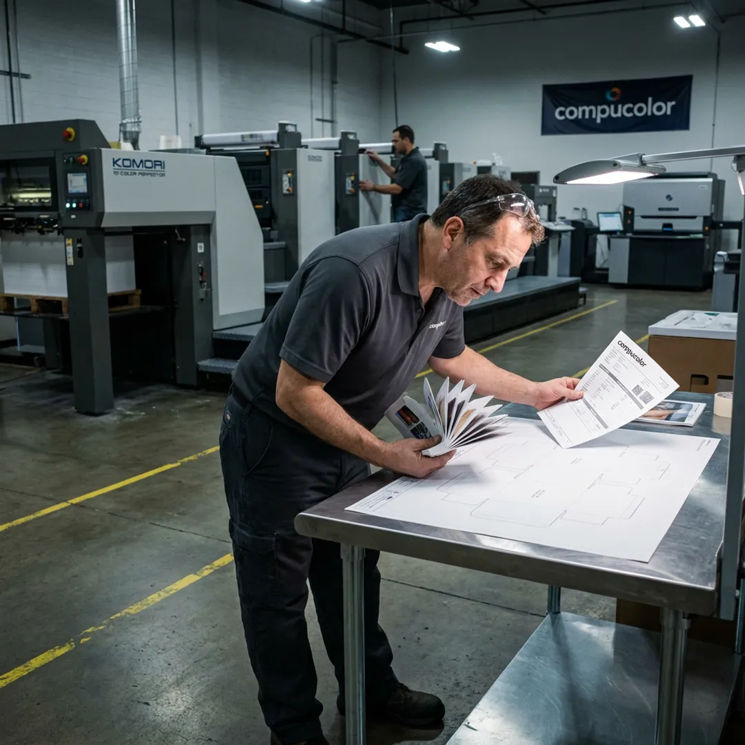 Printer preparing die cut booklet production
