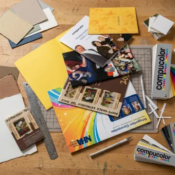 Custom printed flyers displayed on a table