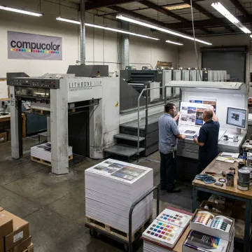 Advanced printing facility producing finished marketing materials