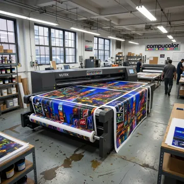 Wide format digital printer producing display graphics