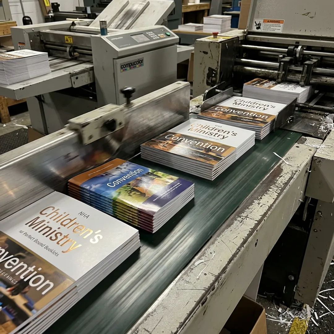 Premium bindery samples with books and brochures